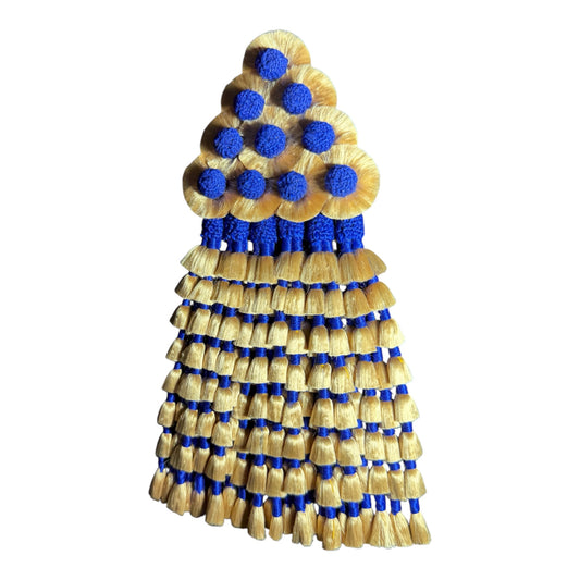 Mosquero de Seda Premium | Dorado Claro y Azul Nudo