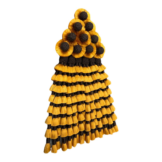 Mosquero de Seda Premium | Mostaza con Nudo Marrón Oscuro