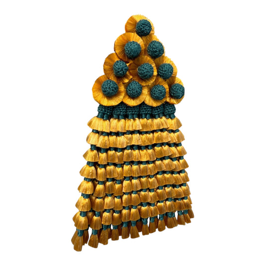 Mosquero de Seda Premium | Mostaza con Verde Oscuro