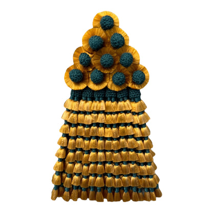 Mosquero de Seda Premium | Mostaza con Verde Oscuro